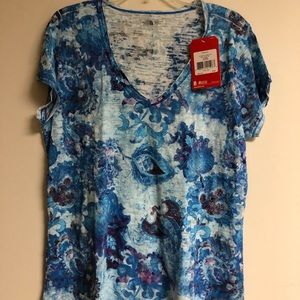 The North Face XL VNeck Shirt Blue Green Turquoise